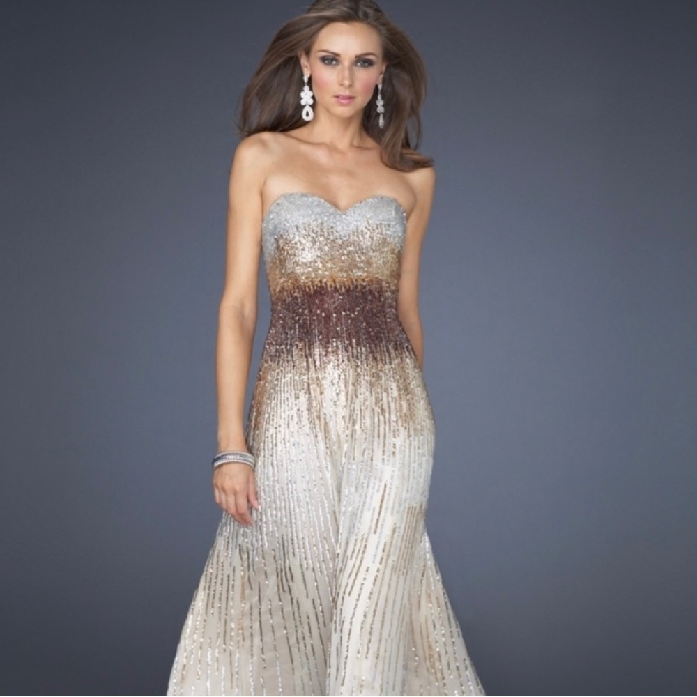 La Femma Ombré Sequin Gown